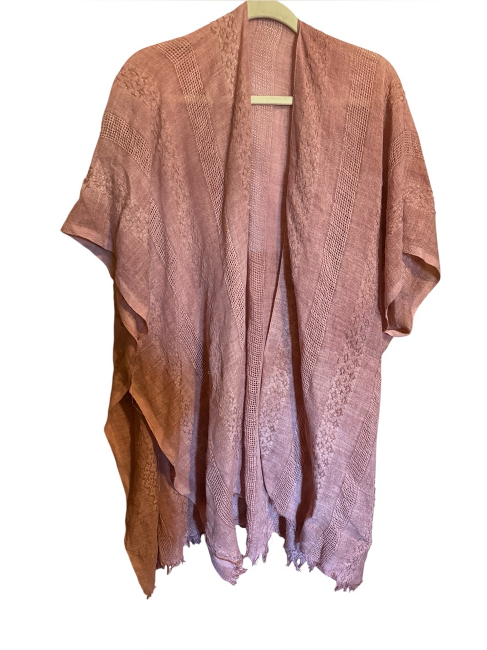 Woven Kimono dusty rise Boho One size fits most unisex wrap cardigan 
One size
